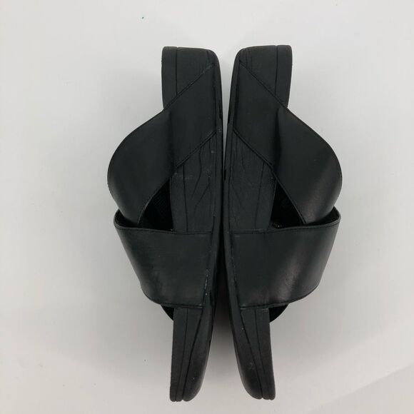Fitflop Slide Sandals Womens 9 Black Cross Strap Slip On Open Back - Picture 6 of 10